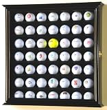 49 Golf Ball Display Case Cabinet Rack Stand Holder w/ UV Protection -Black Finish