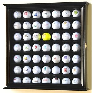 49 Golf Ball Display Case Cabinet Rack Stand Holder w/ UV Protection -Black Finish
