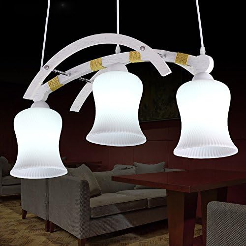 Modern Dining Room Painted arch bridge Ceiling Pendant Lamp White Oblong wooden top white striped Glass Restaurant Ceiling Lights Bar Counter Chandeliers Fixture