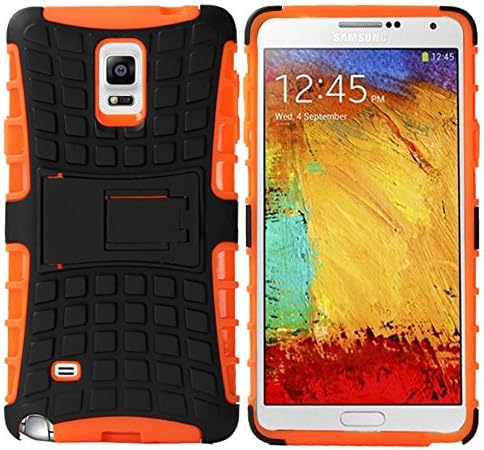 Crazy Genie Hybrid Spider Man Shockproof Case for Samsung Galaxy Note4 N9100 Phone TPU+Plastic Stand Holder Cover Phone Cases Armor Robot Kickstand Case (Orange)