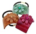 France Luxe Rectangle Ponytail Holder with Daisy - Ice