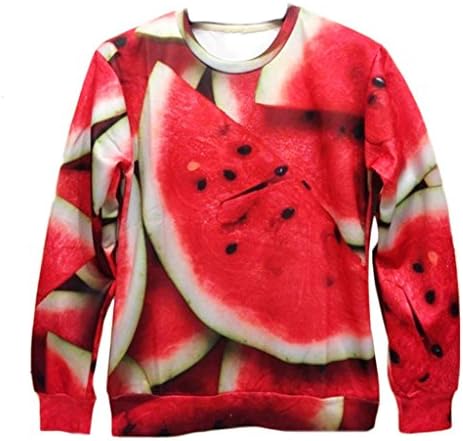 Stylish Unisex Hipster Bright red Watermelon Pullover funny 3D Sweatshirts (L)