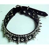 28 Black Leather Spiked Studded Dog Collar