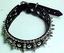 28" Black Leather Spiked / Studded Dog Collar
