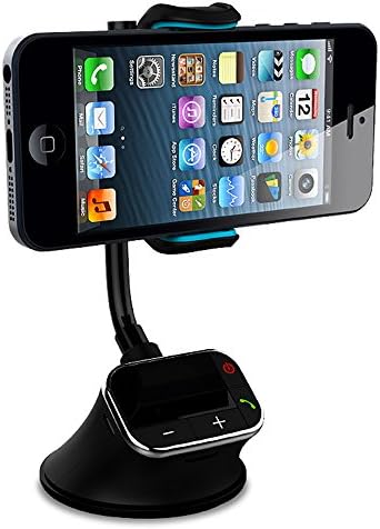 Carpanion Hands-free Calling in Car Kit FM Transmitter, Smart Phone Holder Stand for iPhone, Samsung, HTC and almost all Smart Phones, FM Music Player, Dual USB Charging supported