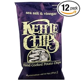Kettle Chips Sea Salt & Vinegar, 9-Ounce Bags (Pack of 12)
