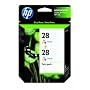 Original HP 28 Tri-color Ink Cartridge (2-Pack) in Retail Packaging.