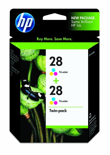 HP 28 Tri-Color Ink Cartridge in Retail Packaging, Twin Pack.