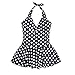 Velishy Big Girls Polka Dot Halter Backless One-piece Swimwear