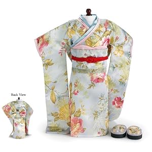 Sun Blossom ~ Doll Outfit Kimono, Obi Sash and Sandals ~ Fits 18 American Girl by Girlfriends Collection Carpatina Dolls
