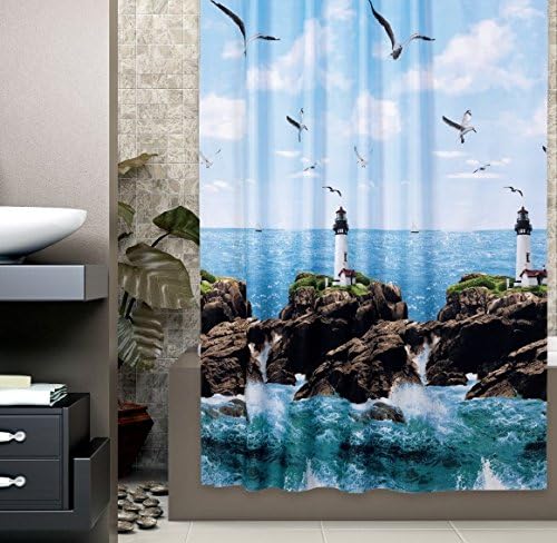 Tropik Luxury Water Re-pellency Shower Curtain Light House (79" x 79")