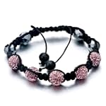 Light Siam Ball Czech Diamond Bead Adjustable Bracelet