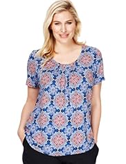 Plus 7 Pleat Kaleidoscope Print Top with Stay New™