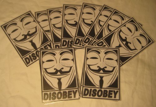 masks guy fawkes:Anonymous DISOBEY decal sticker Guy Fawkes V mask