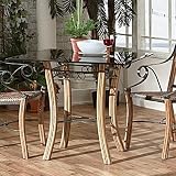 Reformation New Cane Rattan Wood Glass Dining Room Table