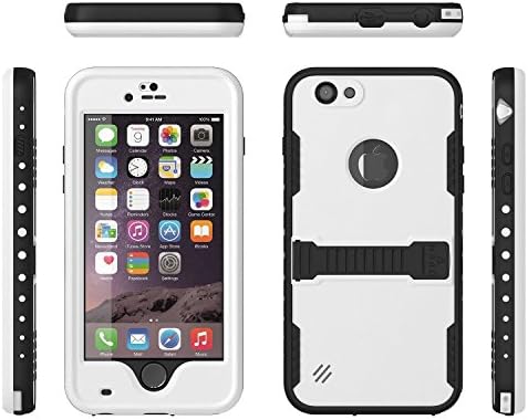 iPhone 6 Case, iPhone 6 waterproof case, waterproof Shockproof Dirt Proof Snow Proof Heavy Duty Full Body Skin Case Protective Cover with Kickstand for Apple iPhone 6 4.7 (WHITE)