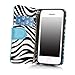 iPhone 5C Case, iPhone 5C Flip Case - E LV Deluxe Zebra Print Interior PU Leather Wallet Purse Flip Folio Stand Case Cover for iPhone 5C with 1 Stylus and 1 Clear Screen Protector (Turquoise)