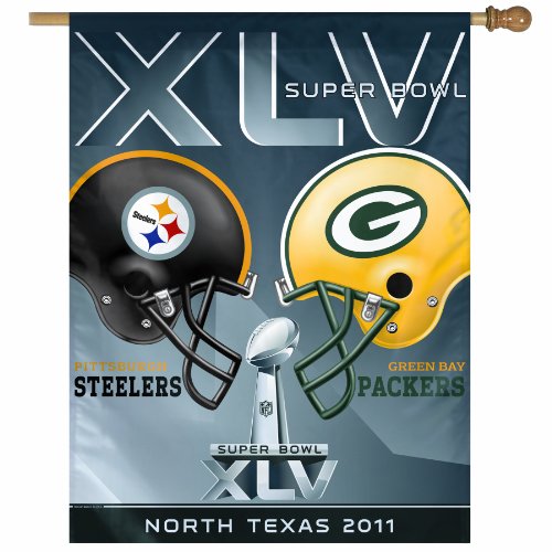 NFL Super Bowl 45 Dueling 27-by-37 inch Vertical Flag