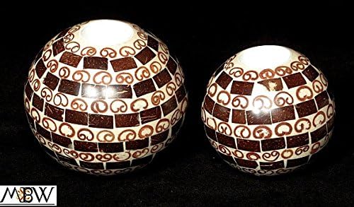 Set 2 Round Cinnamon &amp; Coco Shell Tealight Candle Holders