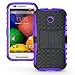 ElBolt Motorola E / Moto E 3 in 1 Bundle Armor Grenade Viewing Stand/Kickstand Hard Gel Case- Purple (Free Ultra-Sensitive Stylus Pen and Premium Screen Protector by ElBolt TM)
