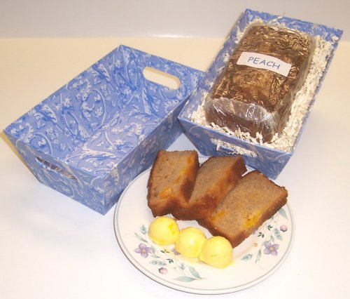 Scott's Cakes Peach Bread in a Blue Victorian Tray by Scott's Cakes