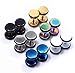 LilMents 6 Pairs Set Rubber Band Outline 8mm Round Circle Fake Cheater Plug Illusion Tunnel Mens Womens Stainless Steel Stud Earrings