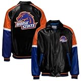 Boise State Broncos Black Pleather Varsity Jacket