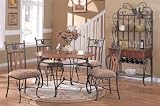 2 piece tuscan motif wrought Iron side dining chair in textured polyester