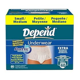 Depend Underwear for Men or Women, Extra Absorbency, Small/Medium (34-46 inches) , 40 underwear