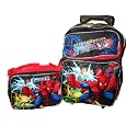 Marvel Spiderman Spider Sense Large Rolling Luggage Backpack bag Tote and Lunchbox Lunch Set