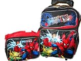 Marvel Spiderman Spider Sense Large Rolling Luggage Backpack bag Tote and Lunchbox Lunch Set