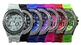 Montre Femme Strass LovaLuna-Bracelet Silicone-Analogique-Quartz 7 Couleurs