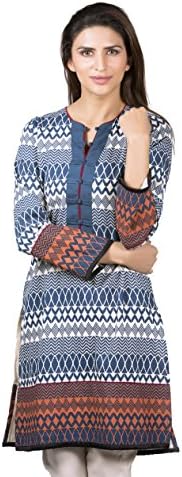 Sana Safinaz Women's Printed Foxy Kurta Medium Blue