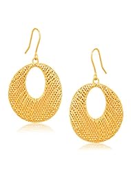 Italian Design 14K Yellow Gold Oval Lattice Earrings
