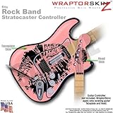 Big Kiss Black on Pink WraptorSkinz Skin fits Rock Band Stratocaster Guitar for Nintendo Wii, XBOX 3