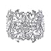 EVER FAITH Wedding Bridal Art Deco Leaf Austrian Crystal Bracelet for Women Bride Clear Silver-Tone