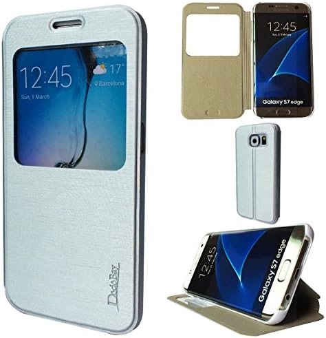 DodoBay® Samsung Galaxy S7 Edge Case Luxury Ultra Thin View Window Flip PU Leather Cover Wallet Stand for Samsung Galaxy S7 Edge - Silver