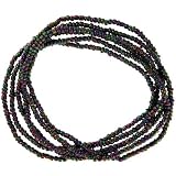 Set Of 6, Beaded Stretch Bracelets In Black Iridescent with Ab Finish