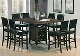 9 Pc Brown Cherry Finish Counter Height Dining Set