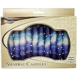 12 Hand Crafted Shabbat (Jewish Sabbath) Candles - Blue Water
