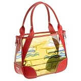 Prada Women's Printed Plastic Tote Bag with Leather Trim, Rosso
