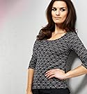 Per Una 3/4 Sleeve Textured Stripe Jersey Top