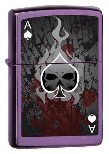 Zippo Custom Lighter - Ace of Death on Abyss Purple