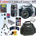 Canon Digital Rebel XSi 12MP Digital SLR Camera (Silver) with EF-S 18-55mm f/3.5-5.6 IS Lens & EF 75-300mm f/4-5.6 III "USM" Telephoto Zoom Lens + 8GB Deluxe Accessory Kit