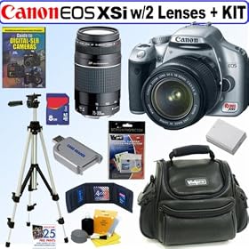 Canon Digital Rebel XSi 12MP Digital SLR Camera (Silver) with EF-S 18-55mm f/3.5-5.6 IS Lens & EF 75-300mm f/4-5.6 III