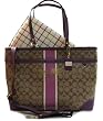 AUTHENTIC COACH HERITAGE SIGNATURE STRIPE BUSINESS/COMPUTER/DIAPER TOTE 12351