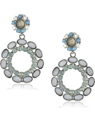 Sorrelli "Aegean Sea" Light Gray Opal and Crystal Circle Dangle Earrings