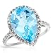Ring With 6.10ctw Precious Stones - Genuine Diamonds and Topaz Made in White Gold (Size 7)