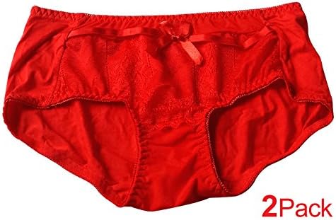 Lottory Women's Full Coverage Decorated Briefs (2 Pack Red)