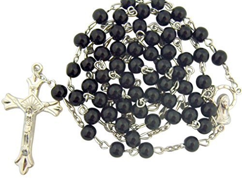 Black glass beads rosary, 6mm beads, great for men or b…